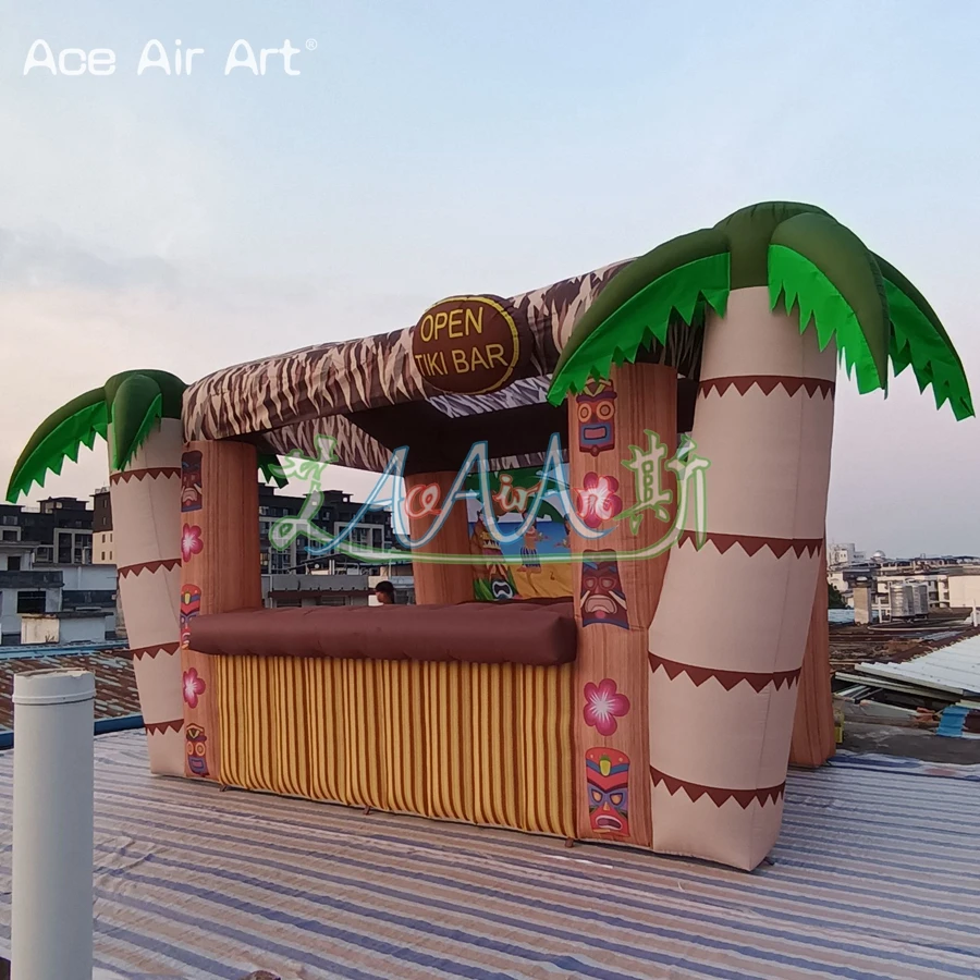 Inflatable Tiki Bar with Air Blower for Commercial Trade Show, Coconut Tree Booth, Juice Stall, Beautiful, Made in China