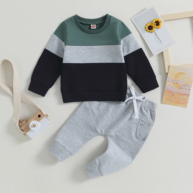 4173-bd351f.jpg Pudcoco Toddler Baby Boy Fall Winter Clothes Color Block Long Sleeve Sweatshirt Pullover Top Pants Sweatsuit Set Outfits 0-3T