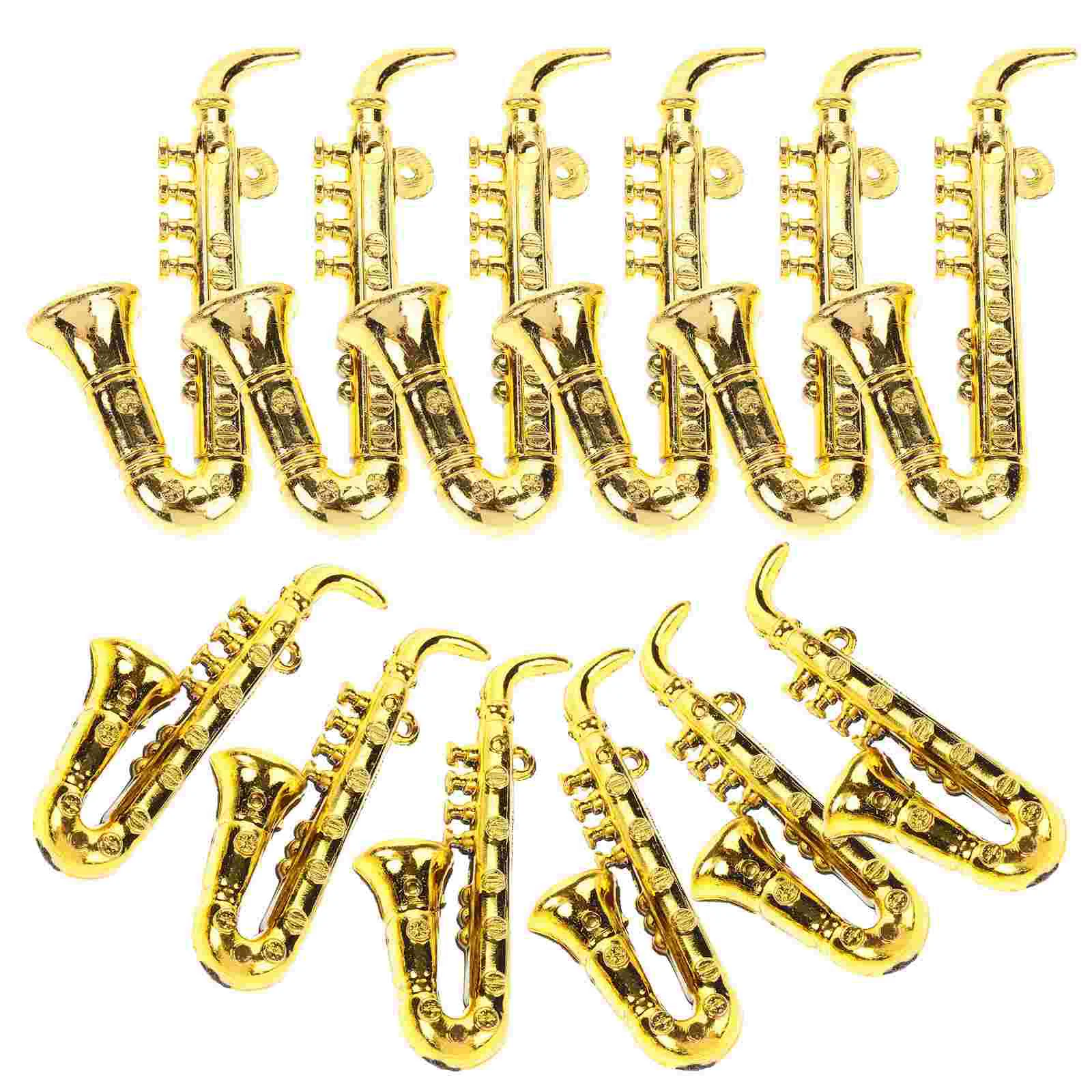 20 Pcs Mini Saxophone Charm Toy Miniature Musical Instruments Plastic House Xmas Tree Pendants