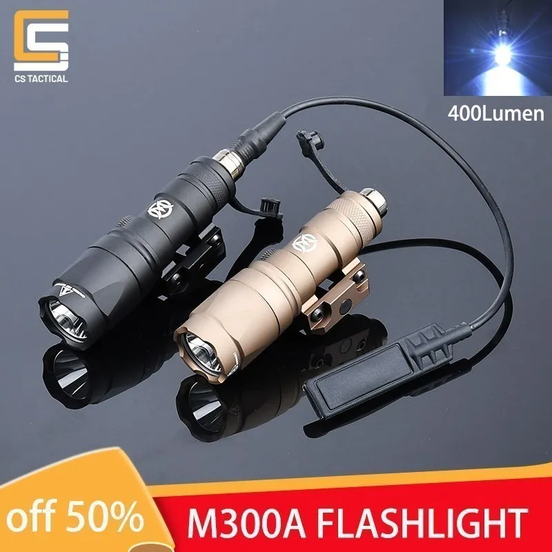 WADSN M300 M300A Tactical Scout Flashlight 400lumens White Light For Airsoft Hunting Gun Weapon 20mm Picatinny Rail Accessories