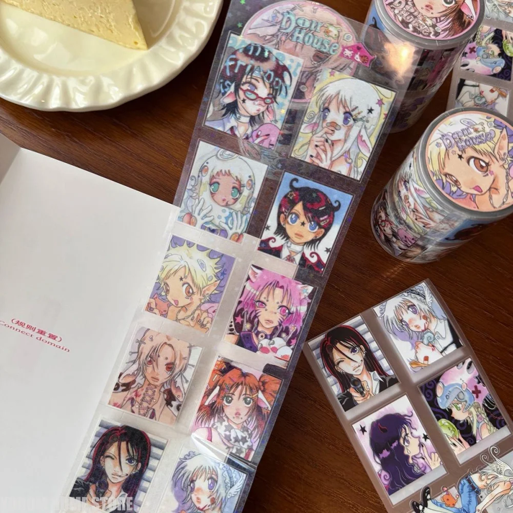 35Cm Vintage Celluloid Cartoon Anime Girl Head Washi Tape Stickers Art Designer Hand‑Drawn For Scrapbooking Diy Craft Supplies - view 3