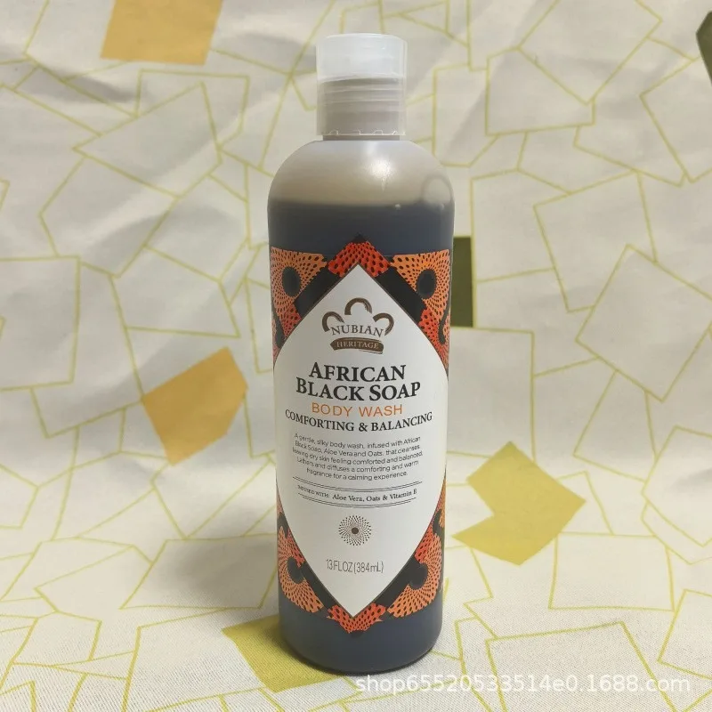 Nubian Heritage African Black Soap Body Wash 384ml Gentle Exfoliating Deep Clean Soothing Refreshing Daily Skin Cleansing Shower