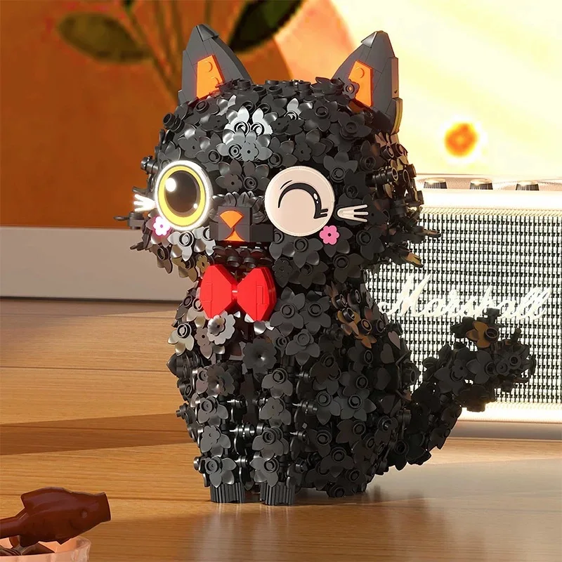 

DIY Building Blocks Anime Style Cute Cat - Kawasaki Cartoon Cat Desktop Decoration Model Toy Girl Gift