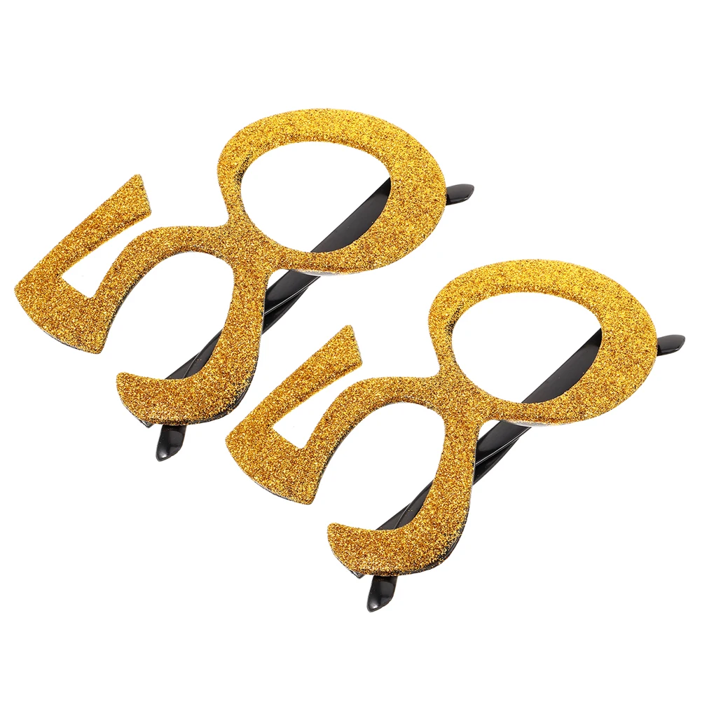 

2Pcs Digital Decorative Glasses Birthday Party Accessories Comfortable Fit Reusable Styling Glitter Eyewear Novelties