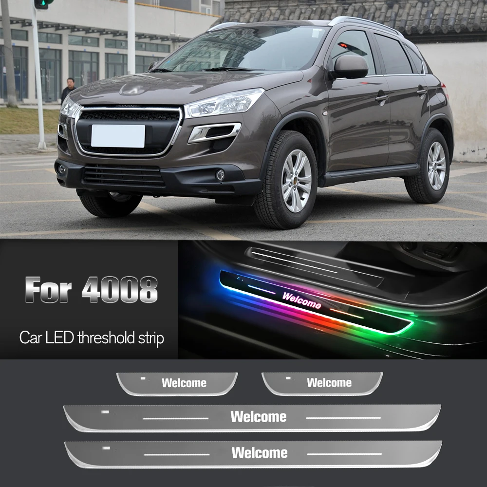 Luz de alféizar de puerta de coche para Peugeot 4008 2012-2017 2013 2014 2015 2016 logotipo personalizado LED accesorios de lámpara de Pedal de umbral de bienvenida