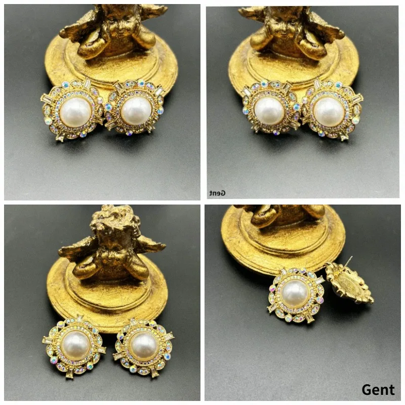 Medieval Vintage Western Retro Pearl Marking New Silver Needle Earrings Classic Heavy Industry Design High Quality