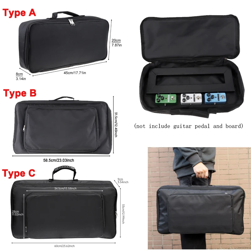 Tablero de Pedal de efectos de guitarra portátil Universal, bolsa Gig, estuche suave, estilo grande, bricolaje, tablero de guitarra, 58x33x10cm