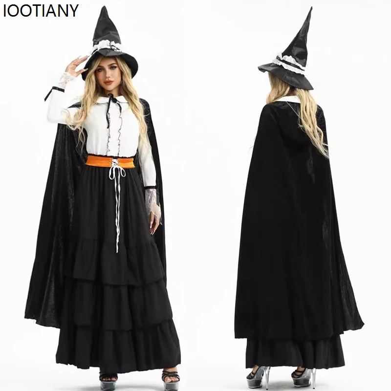 

Halloween Wizard Cosplay Costume Women Sexy Witch Magic Long Skirt Festival Fancy Dress Carnival Party Stage Performance Clothes