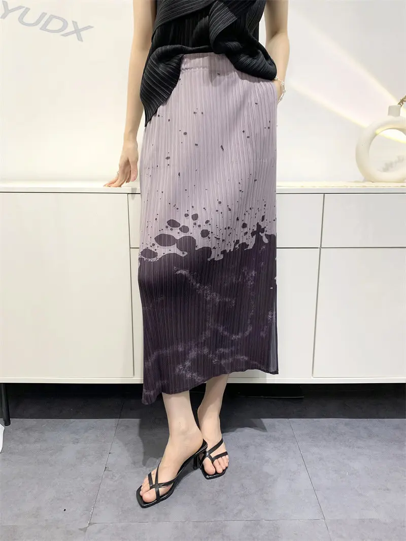 

High-quality Miyake Half-skirt Women's Summer 2023 New Digital Printing Pleated Half-skirt Open Comfortable Casual Hundred Skirt