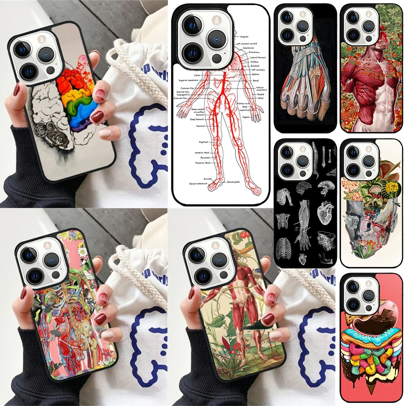 Human Brain Art Cover For iPhone 16 13 14 15 Pro Max 12 Mini 11 15 Pro Max 6 7 8 Plus Max SE 2020 Phone Case