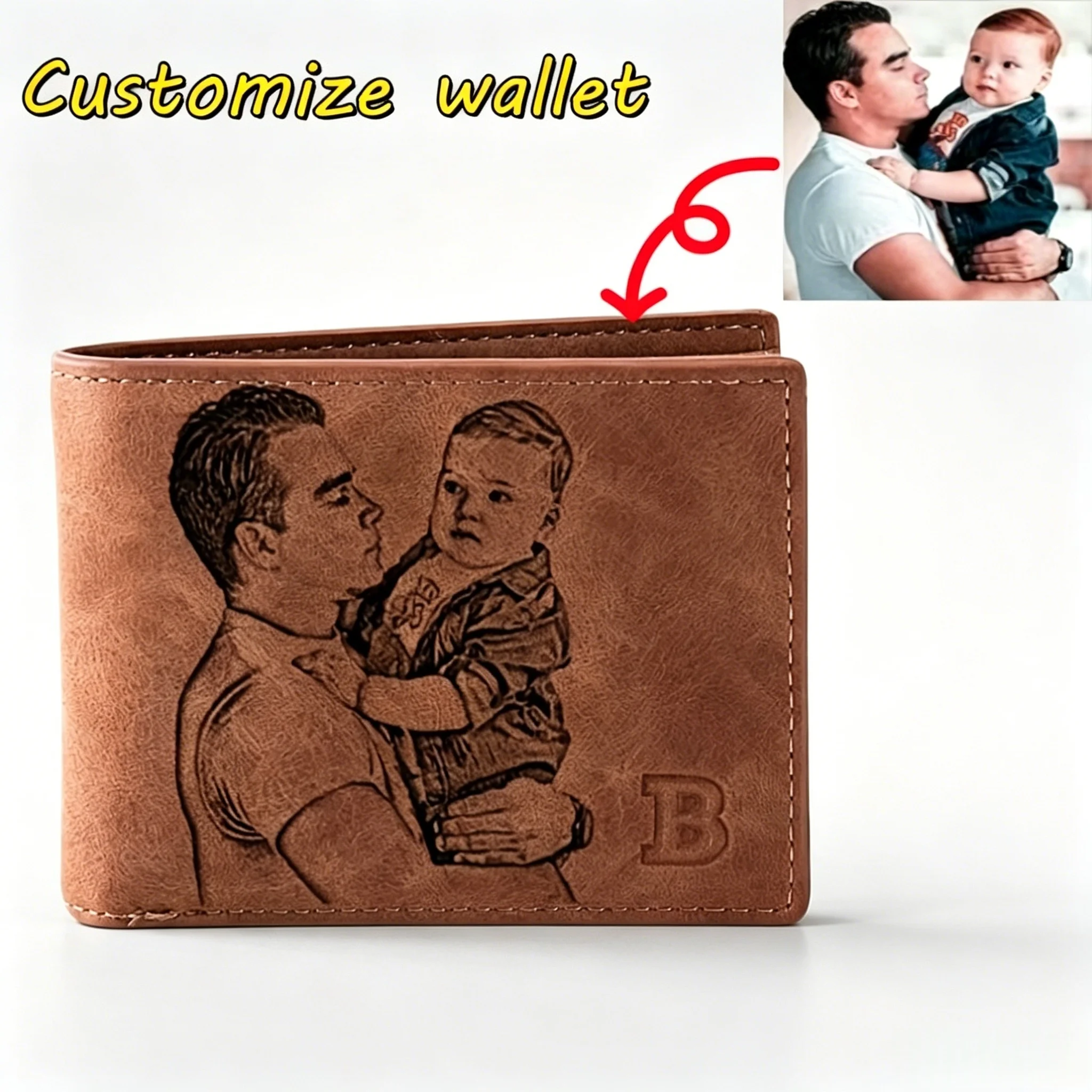 Personalisierte Geldbörse aus Kunstleder mit individuellem Liebesmotiv und Gravur – für Männer und Frauen/Paare/Eltern/Geschenke Univers – Detail 1