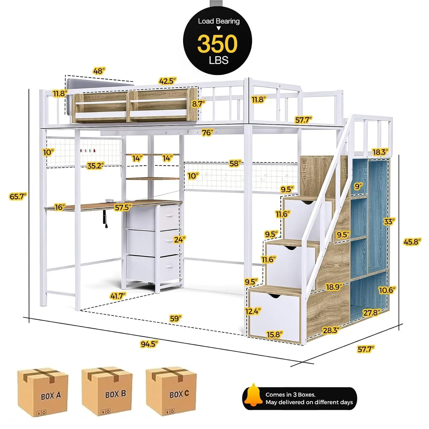 Loft bed desk and LED lighting