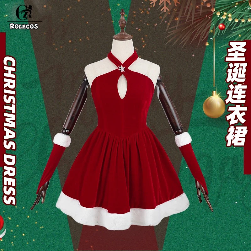 

ROLECOS Women Christmas Costumes Santa Claus Dresses Christmas Dresses New Year Halloween Thanks Giving Party Dress