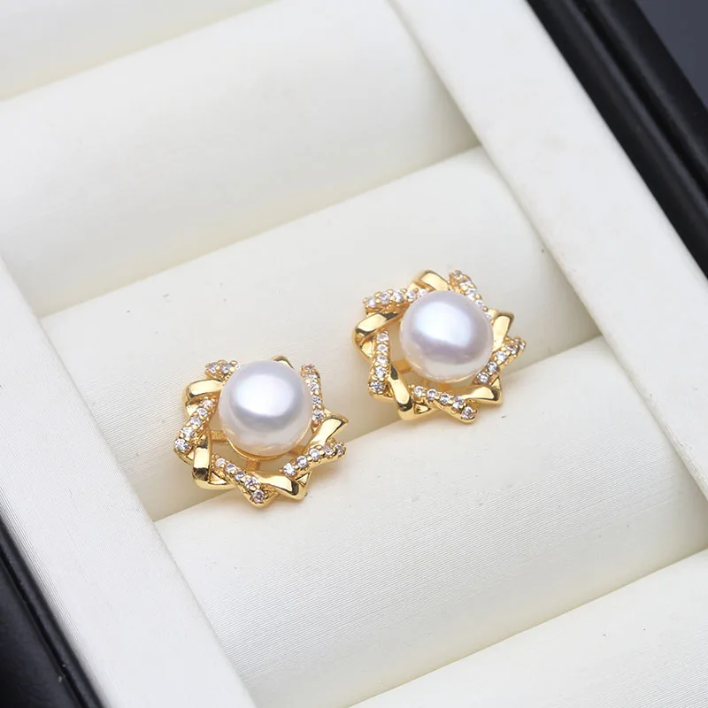 

Genuine Freshwater Pearl Stud Earrings for Women,Small Natural Pearl Earrings Birthday Gift White