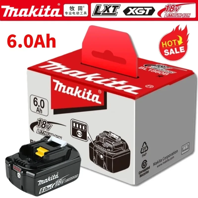 

Makita 18V Battery 6Ah 18650 Lithium Ion Replacement BL1860B BL1860 BL1850 Rechargeable Power Tool Battery DDF486 DF488