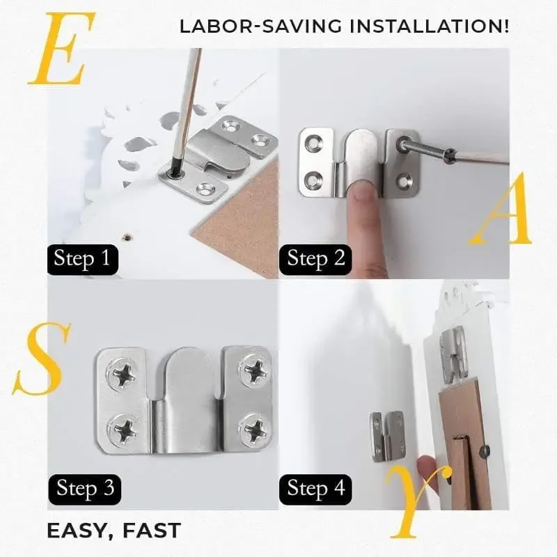 2/20Pcs Stainless Steel Picture Frame Hooks Flush Mount Hanging Buckle Wall Hanger Furniture Interlock Bracket Joint Connector
