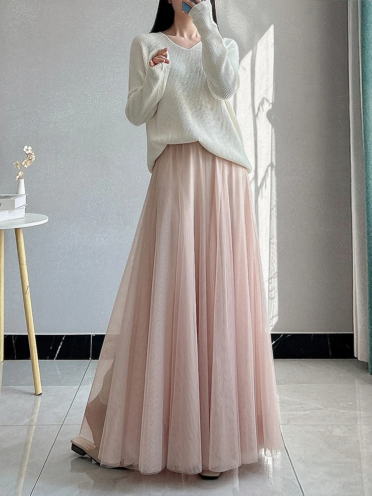 

Женская длинная юбка Gentle Wind Me: весенне-летняя, стройнящая, воздушная, пышная, А-силуэт, фасон «зонтик»