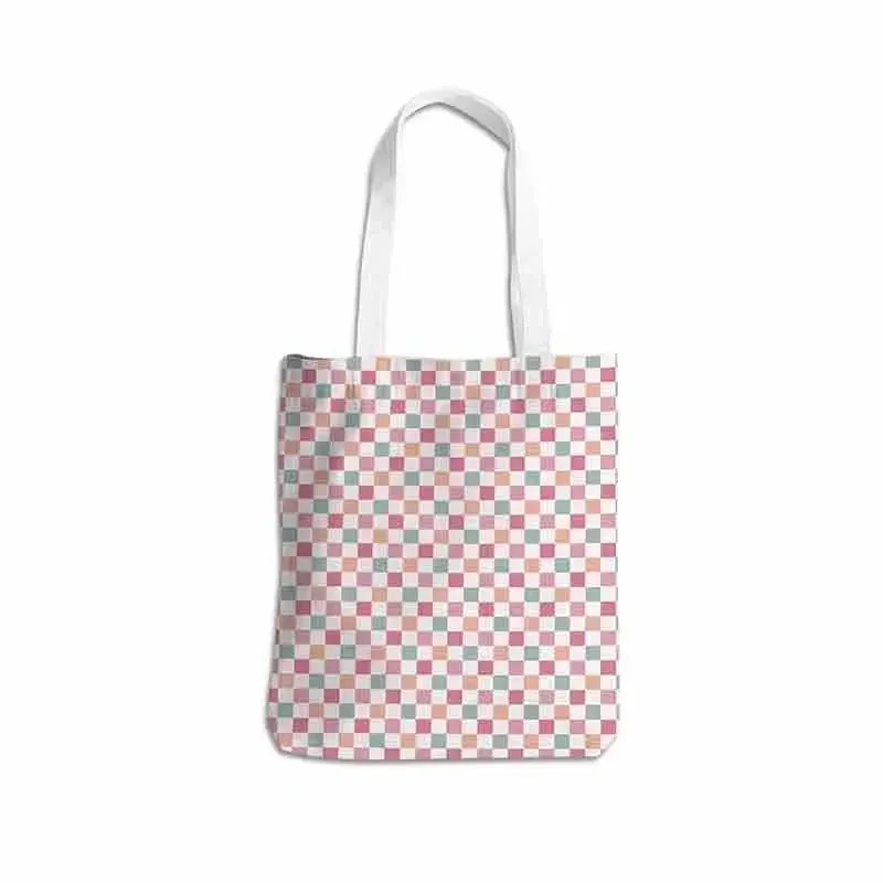 Bolsa tote DR3 para mulheres, meninas, amiga, irmã, bolsa de praia xadrez vintage