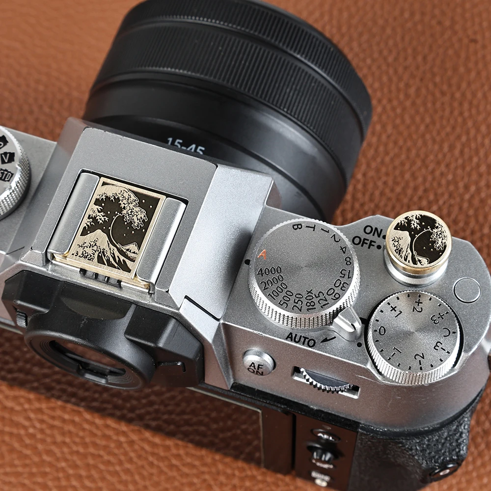 Vintage Metal Camera Hot Shoe Cover Shutter Button for Fuji X-T5 T4 X-T50 X-T30 II X-E5 X-S20 X100VI XT4 XT3 Leica M10 M11 Q2 Q3