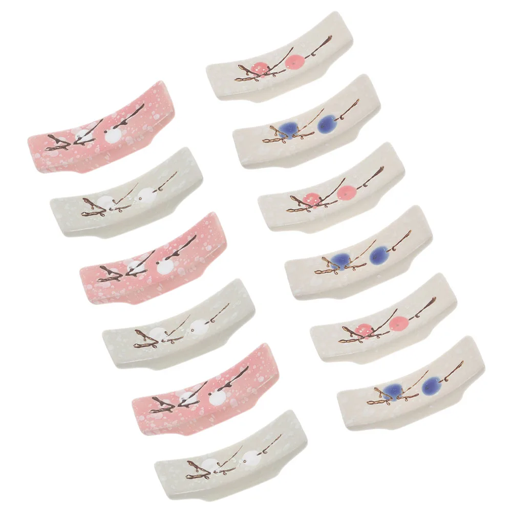 

12Pcs Chopsticks Spoon Rest Japanese Style Ceramic Holder Set for Dining Table Utensil Organizer Kitchen Decorative Stand