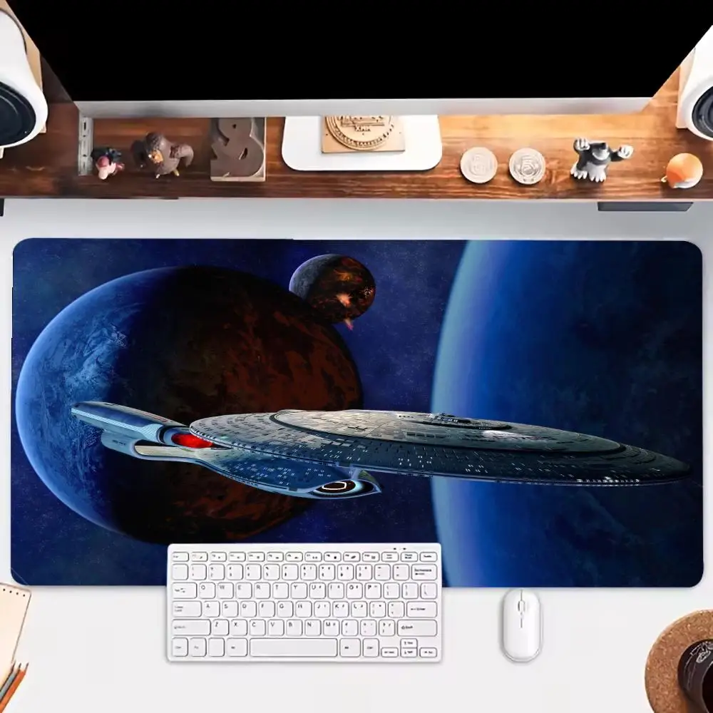 Anime Playmat Giant Interstellar Spaceship Deep Dark Galaxy Starry Space Mousepad Large Size For Keyboard Accessories Laptop Mat
