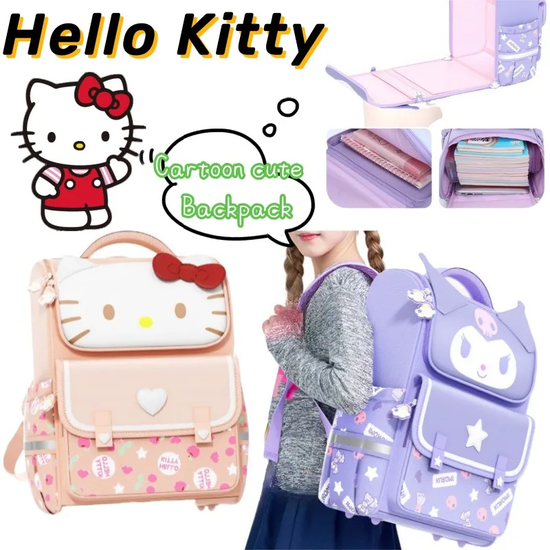

Милый рюкзак Hello Kitty Kuromi Cinnamoroll с героями мультфильмов для мальчиков и девочек средней школы, сумка для хранения кампуса с защитой от удерживания позвоночника