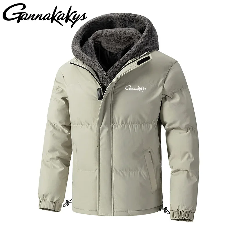 

2024 Winter Men's Fishing Jacket, Outdoor Sports Warm Jacket, Outdoor Down Jacket, Fashionable Hooded Jacket, Cotton Jacket