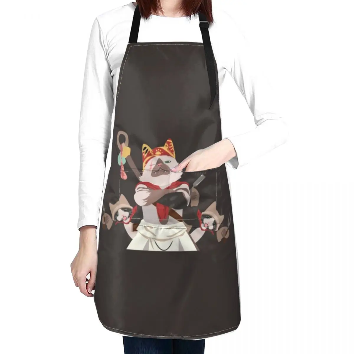 Meowscular Chef and his crew Chef shirt Chef T-Shirt Apron Women Kitchen Trim Cloth Apron