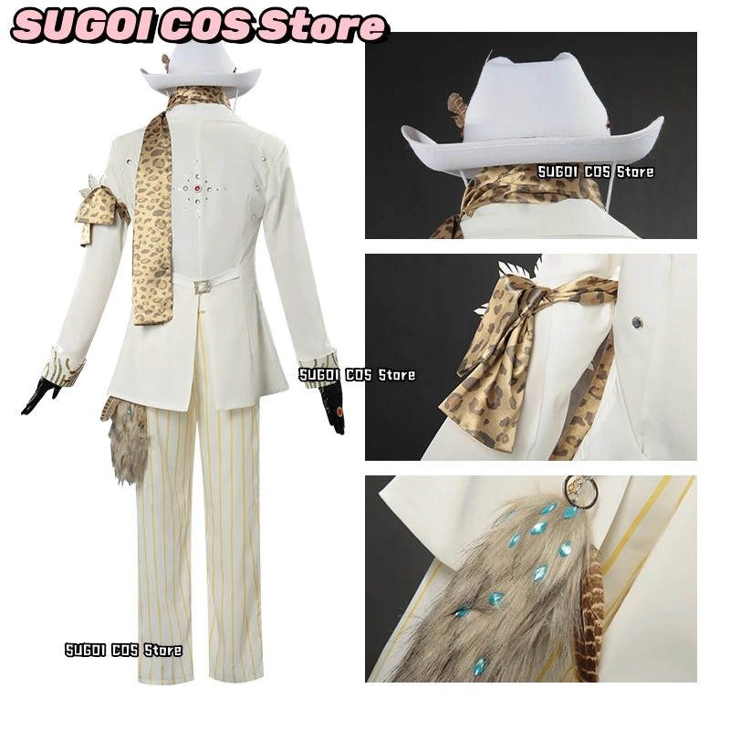 لعبة الهوية الخامس المنقب نورتون كامبل تأثيري حلي خمر ليوبارد طباعة ملابس للرجال أنيمي حفلة لعب الأدوار شعر مستعار البدلة