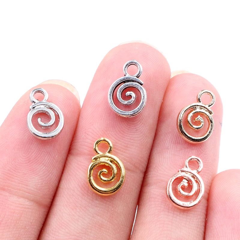 11x8mm 30pcs Antique Silver Plated KC Gold Colors Rhodium Swirl Handmade Charms Pendant:DIY for bracelet necklace