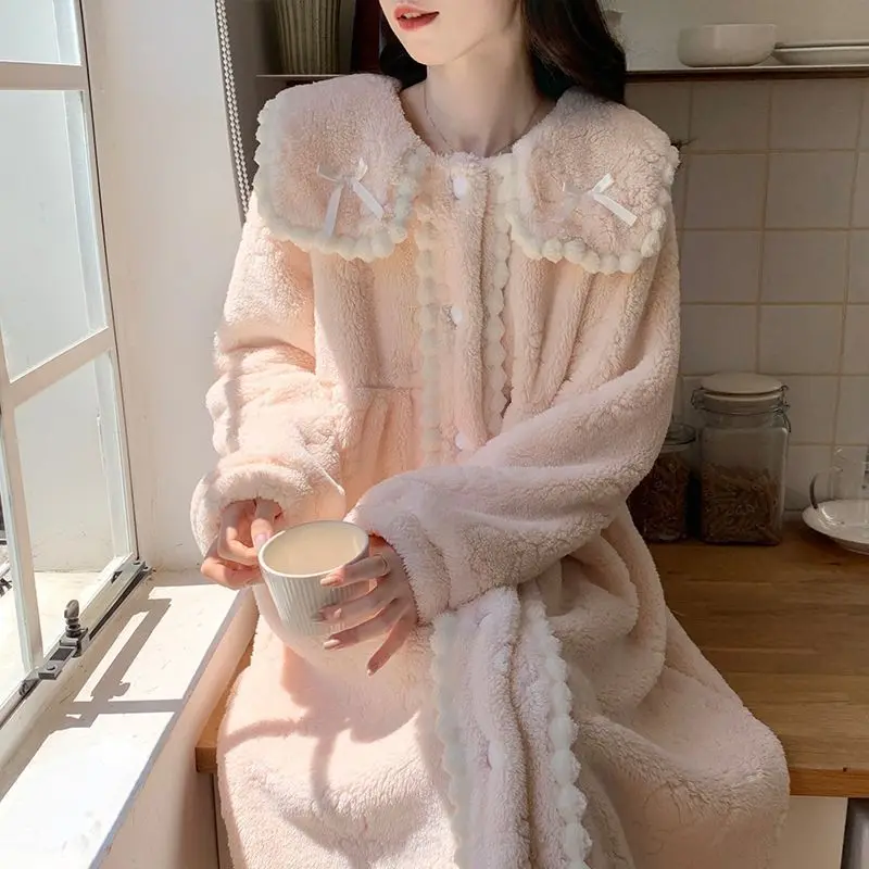 

Осень-зима женские пижамы милые удобные пижамы фланелевой халат новая модель коралловый флис на флисовой подкладке утепленная домашняя одежда