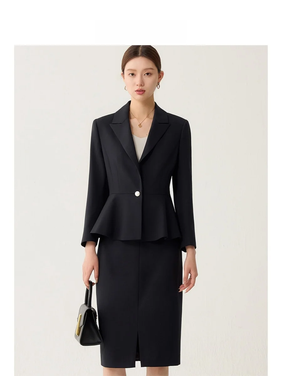 

Комплект костюма OffiY с высокой талией, модная женская одежда Busin, большие размеры, ММ, подходит на пуговицах, длинный све, чистый цвет