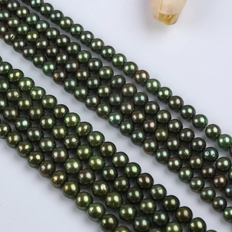 Wholesale 9-11/10-12mm Pistachio Green Edison Round Freshwater Pearl Strand