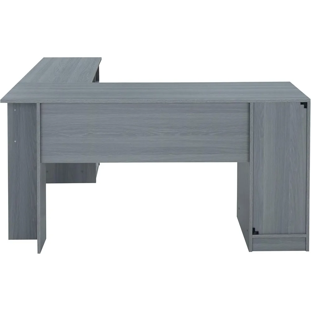 Functional L-Shaped Computer Desk with storage, L is ⁠59.5" wide x 59.5" Long, Grey