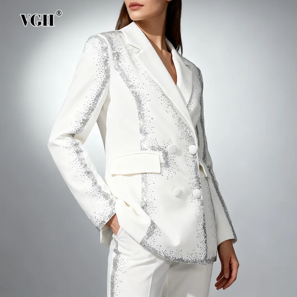 

VGH великолепные элегантные куртки с градиентом для женщин, осенняя темпераментная куртка с лацканами и длинными рукавами на пуговицах, женская модная новинка