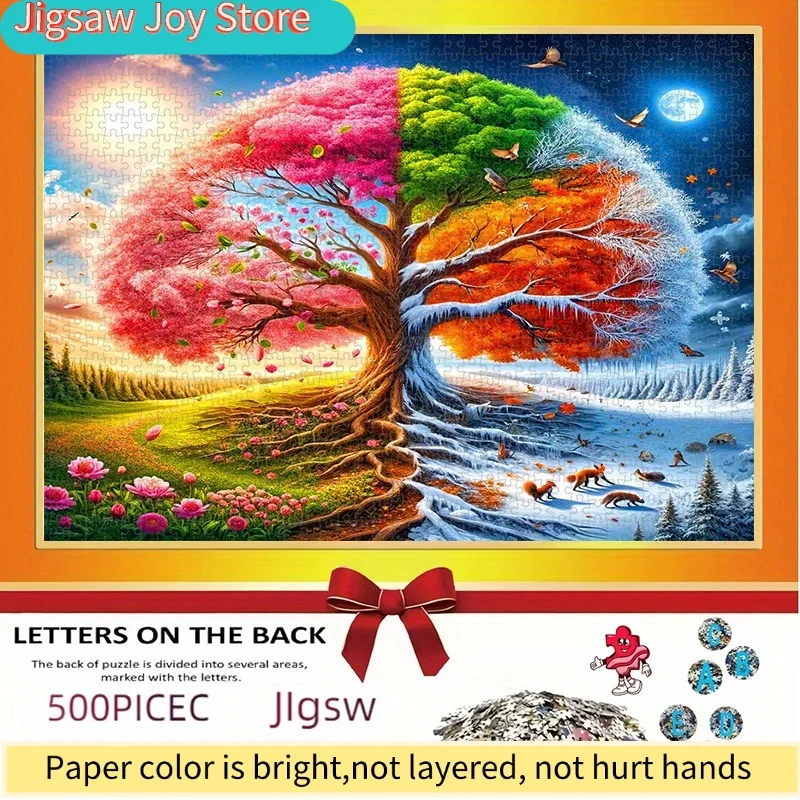 

Пазлы 500/1000 элементов, бумажные пазлы DIY, «Дерево четырех сезонов», животные и пейзажи, пазлы для взрослых, подходят для домашнего отдыха, для отпуска