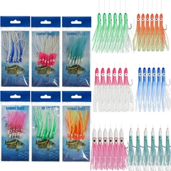 6Packs=36pcs Soft Octopus Skirts fishing Lures 6-in-1 Saltwater Octopus live bait rigs Mackerel Snapper String fishing hooks