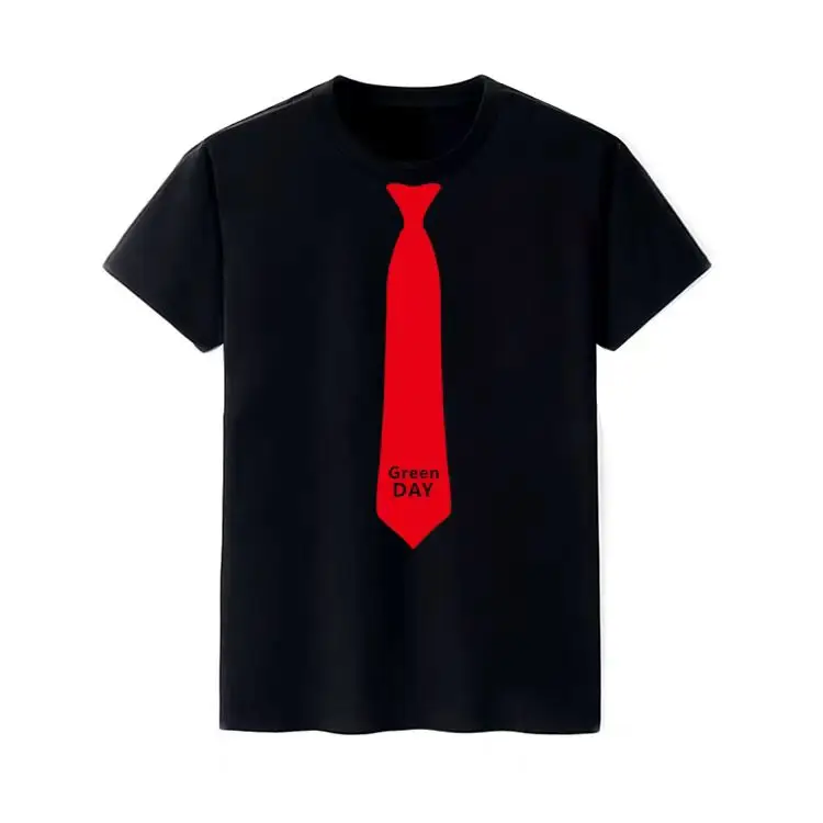 

Summer Green Day Band Green Day Tie Printed Punk Rock Band DJ Short sleeved T-shirt Men's and Women's Cotton Fashion