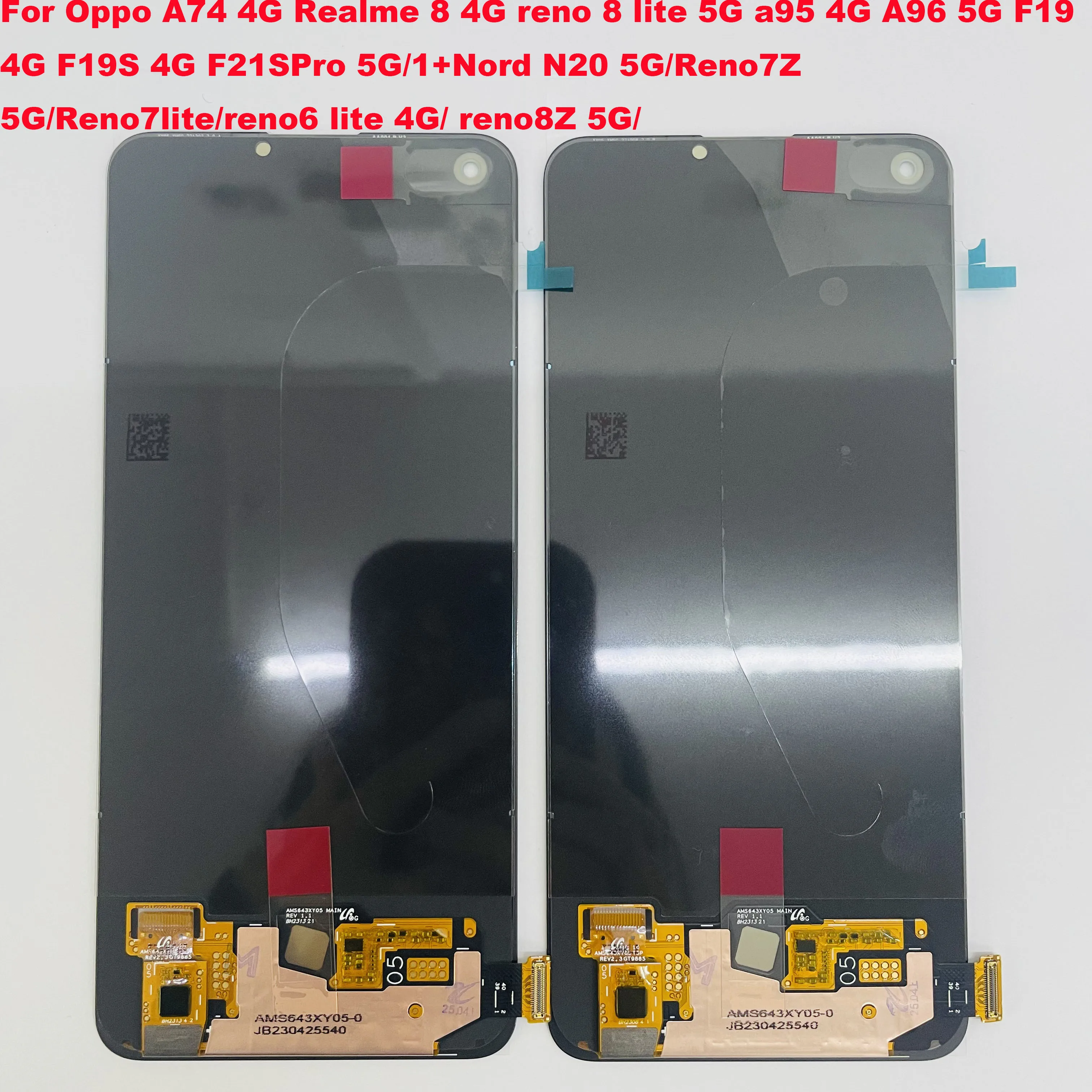 6.43 ''الأصلي AMOLED ل ممن لهم A74 4G Realme 8 4G reno 8 lite 5G a95 4G A96 5G F19 4G شاشة الكريستال السائل شاشة محول رقمي يعمل باللمس