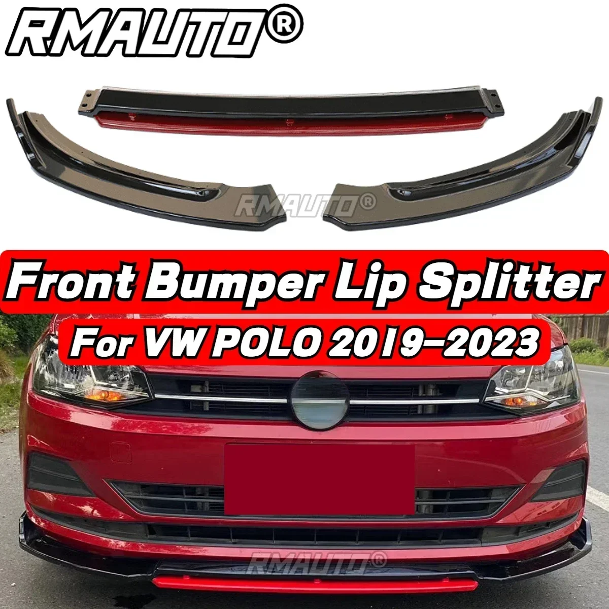 POLO MK8 Lip 3Pcs/Set Front Bumper Diffuser Splitter Lip Rear Spoiler For Volkswagen VW POLO MK5 MK6 MK7 MK8 2009-2023 Body Kit