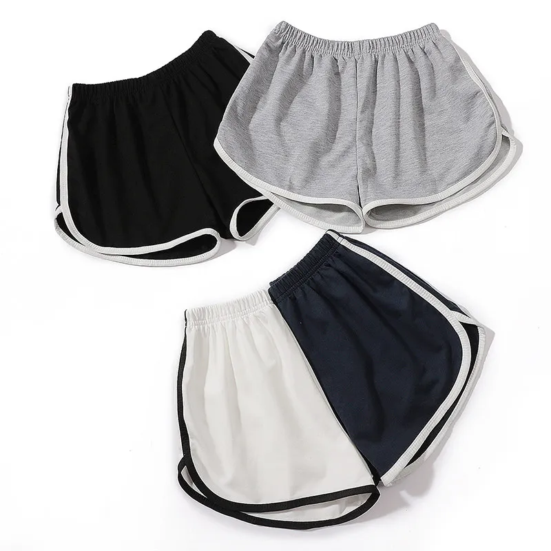 Vintage Burgundy Contrast White Trim Sport Shorts Drawstring High Waist Lounge Short Pants