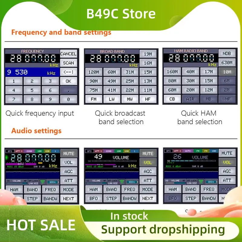 

Приемник B49C 2,8-дюймовый TFT ЖК-экран с сенсорным экраном, портативный, высокая производительность, хорошее качество звука