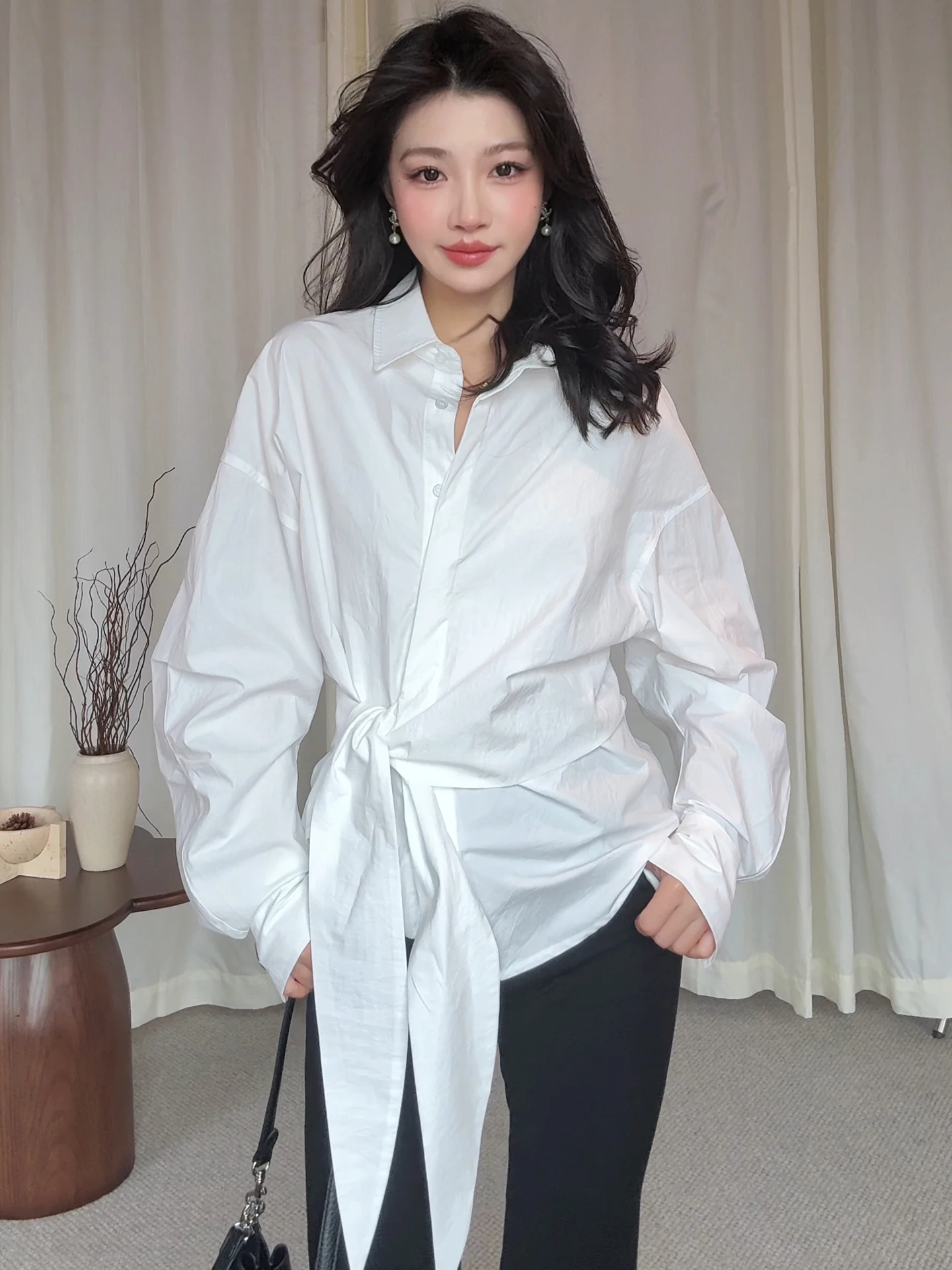 

Модный универсальный утягивающий топ Lao Yang's Personal ME Spicy Girl из длинного бархатного хлопка для весеннего повседневного образа, свободного кроя