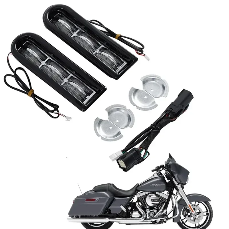 

For Harley Touring Road King Street Electra Glide Ultra Classic Low 2014-2023 2019 Motorcycle LED Inserts Saddlebag Supports