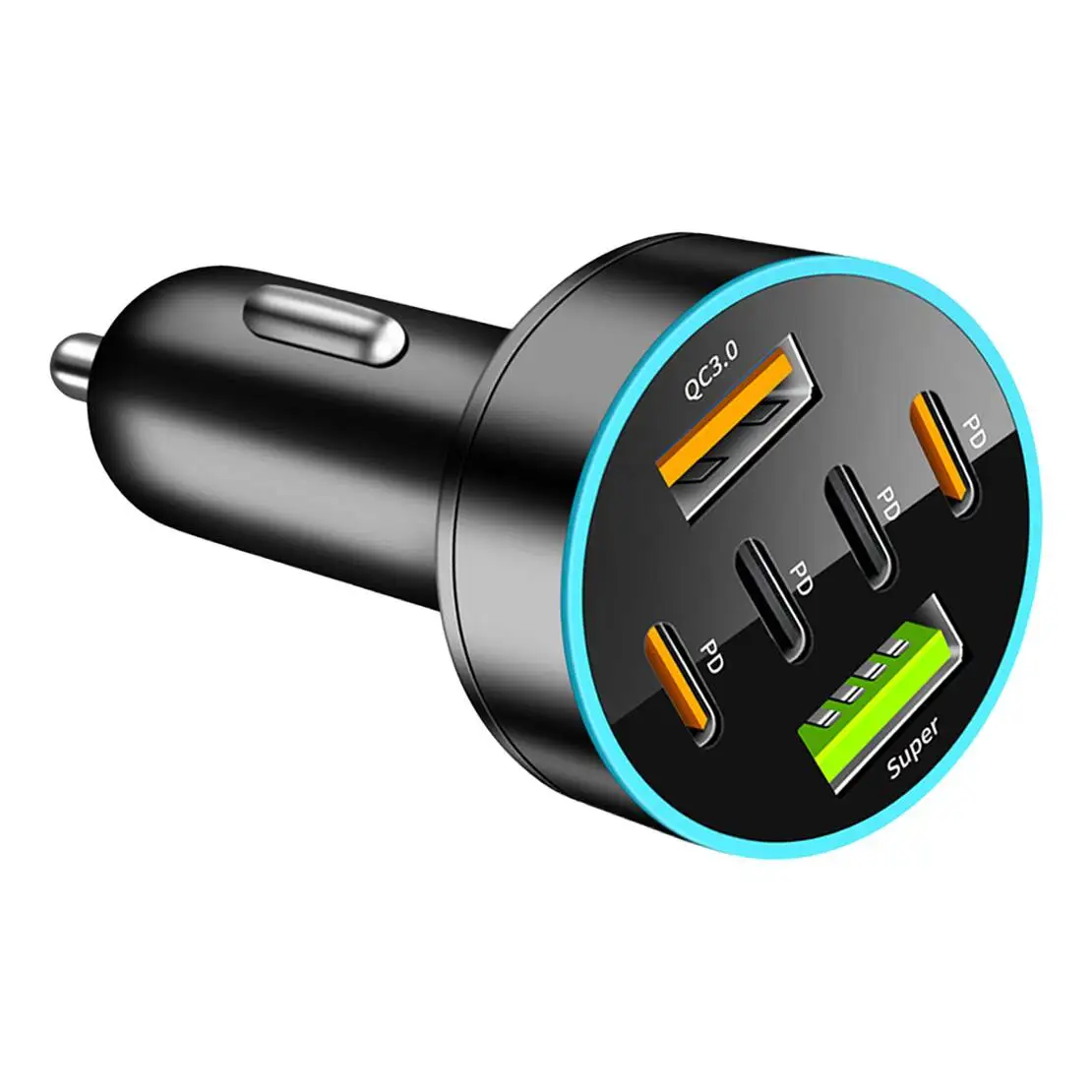 

4PD+2USB Port Super Fast Car Phone Charger Cigarette Lighter Charging Adapter Universal for Boat Marine Motorcycle ATV RV