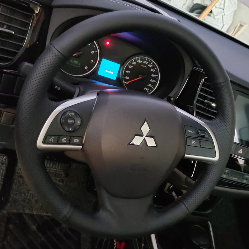 Dostosuj DIY skórzany pokrowiec na kierownicę z mikrofibry do Mitsubishi Outlander 2013 2014 ASX L200 2015 2016 Mirage 2014