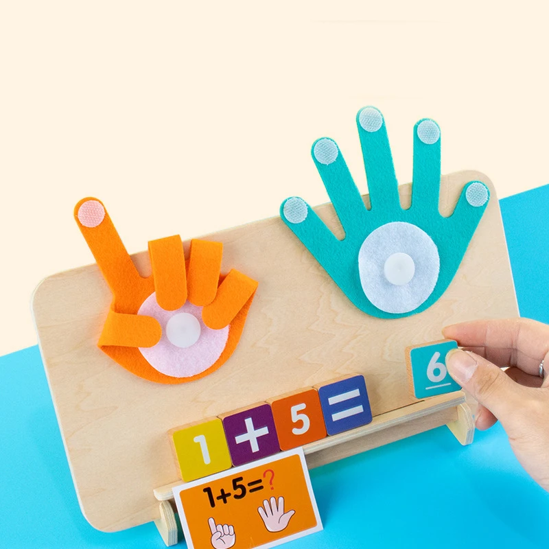 Montessori Wooden Finger Numbers Math Toy para Crianças, Crianças Contando, Aprendizagem Precoce, Brinquedos Educativos, Crianças, Jogo de Inteligência