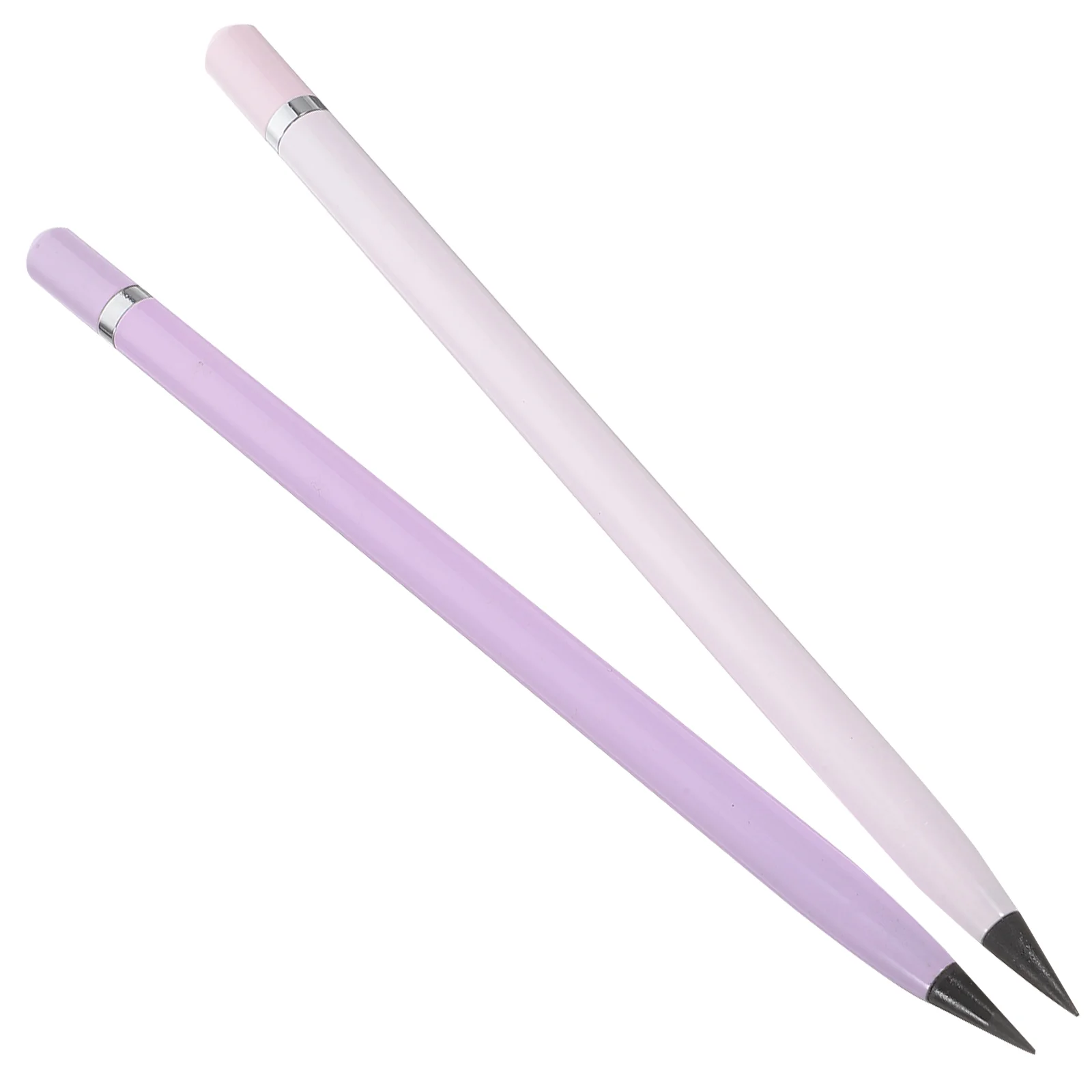 2 Pcs Pencil Non Sharpening Pencils Black Ink Wood Without Lead Drafting Everlasting Eraser Metal