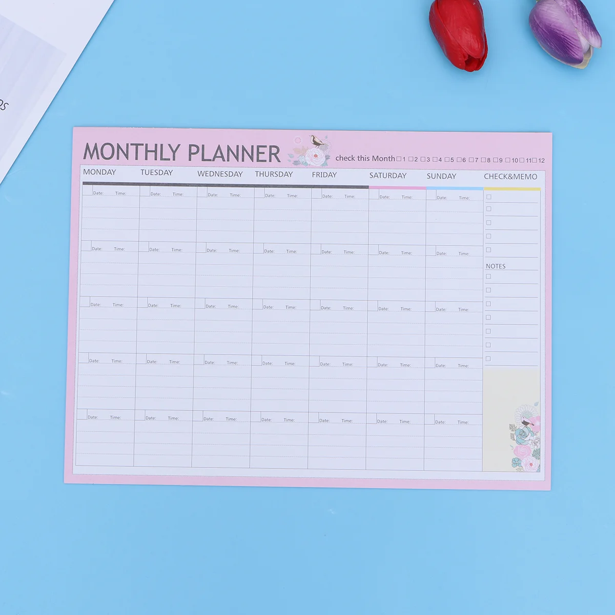 

20 Sheets Monthly Planner Calendar Schedule Organizer Agenda Schedule Organizer Notebook(Pink Green Mixed)