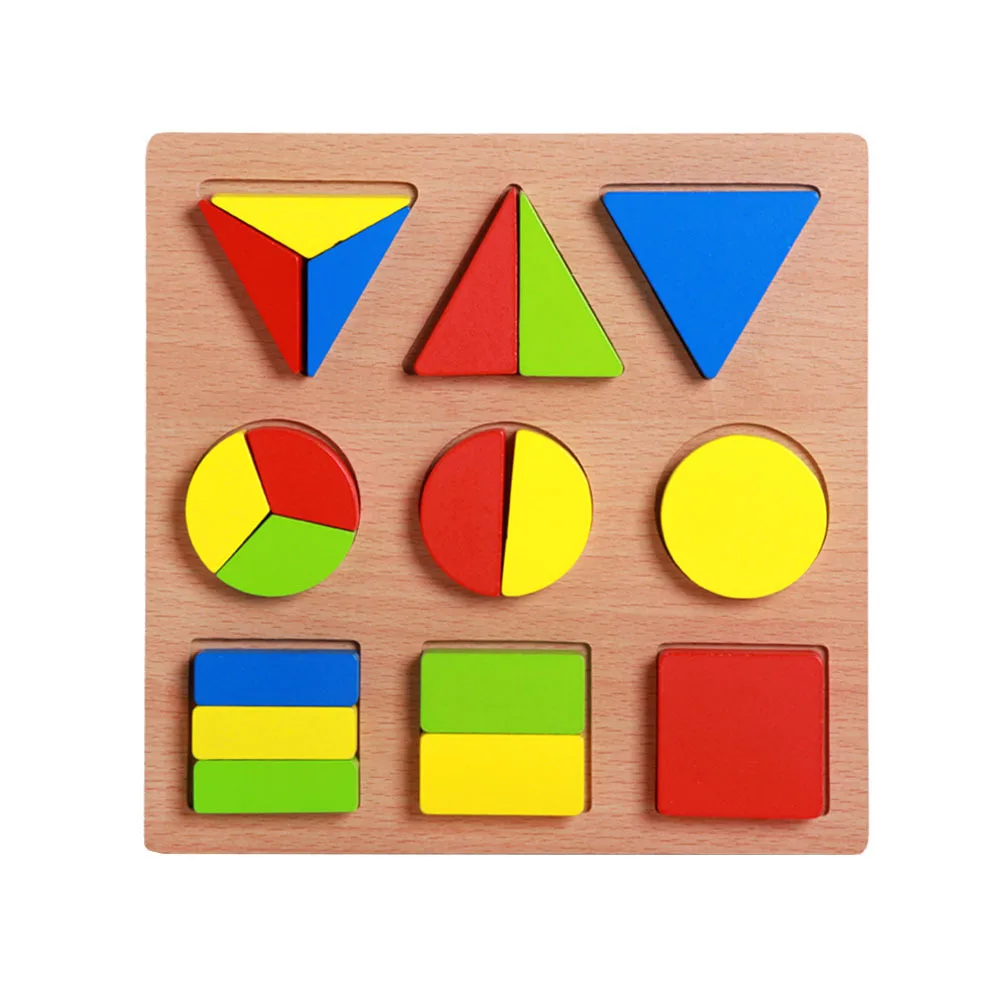 1 Set 1 Set Holz-Puzzle-Brett mit Geometrie-Form für Kinder, pädagogische Passform für Farberkennung, Formsortierung für Feinmotorik